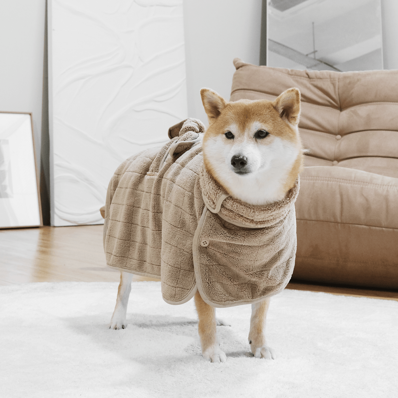 BABY FLEECE BATHROBE TAN