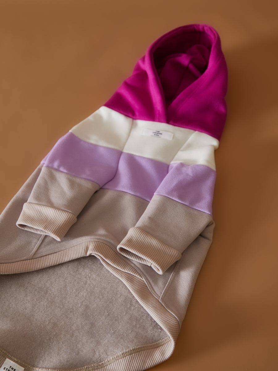 MACARON カラーブロックパーカー ピンク×ライラック