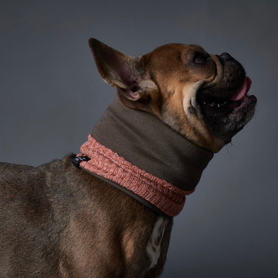 LANCASTER リバーシブル リングスカーフ オレンジ×ダークグリーン Lサイズ