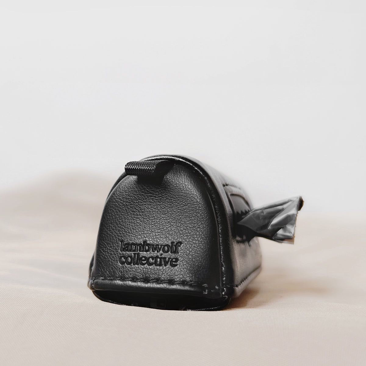 MEMO poop bag holder veagan leather BLACK