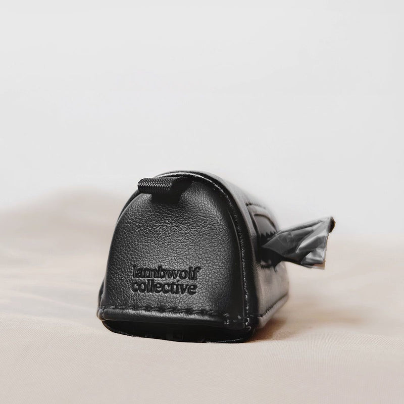 MEMO no-dangle poop bag holder veagan leather BLACK